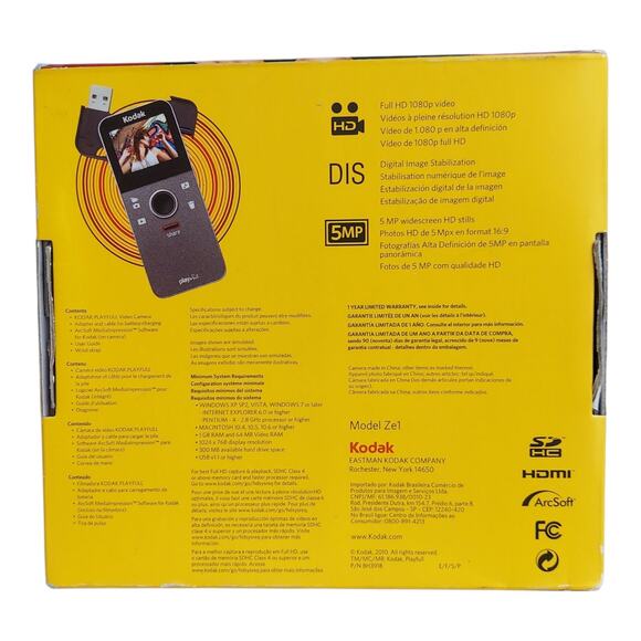 Kodak Play-ful ZE1 1080p HD Digital Video Camera 5MP w/ 2G SD Card - Picture 6 of 6